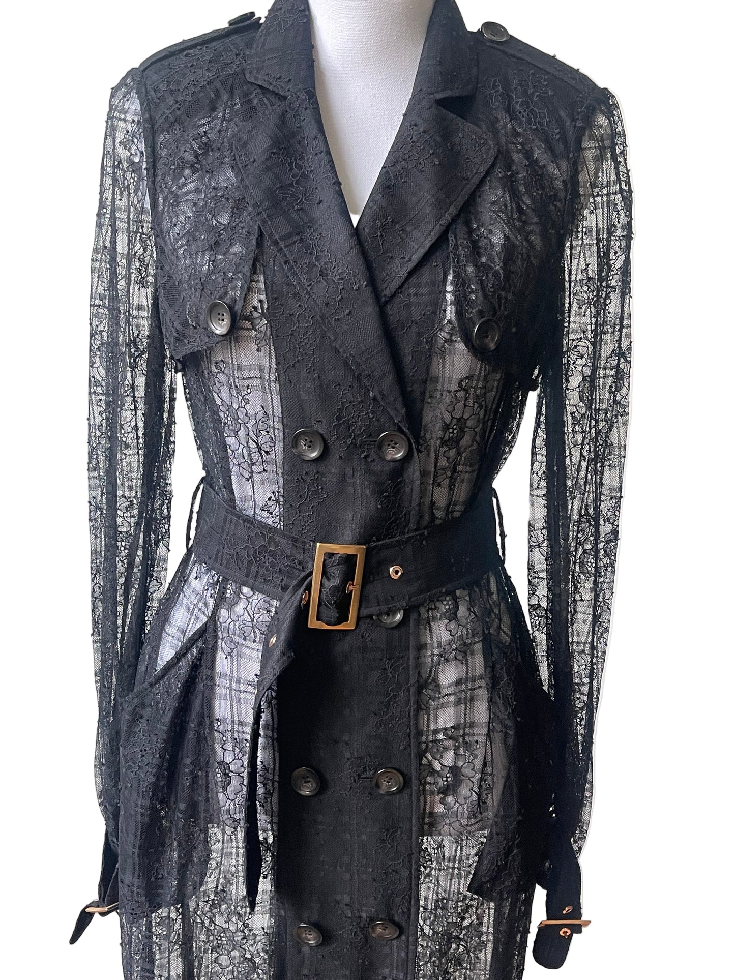 Agent Provocateur kanten jurk / trenchcoat zwart maat EU 38