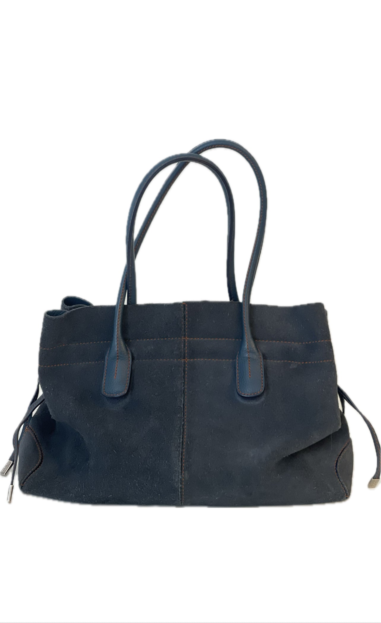 TODS PONY TAS SHOPPERTAS SCHOUDERTAS DONDERBLAUW SUEDE LEER