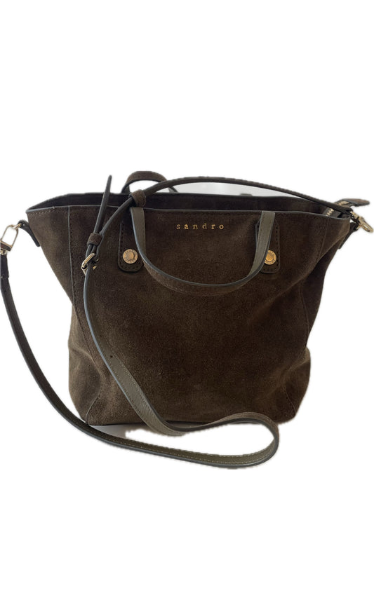 SANDRO TAS SCHOUDERTAS CROSSBODY GROEN SUEDE LEER