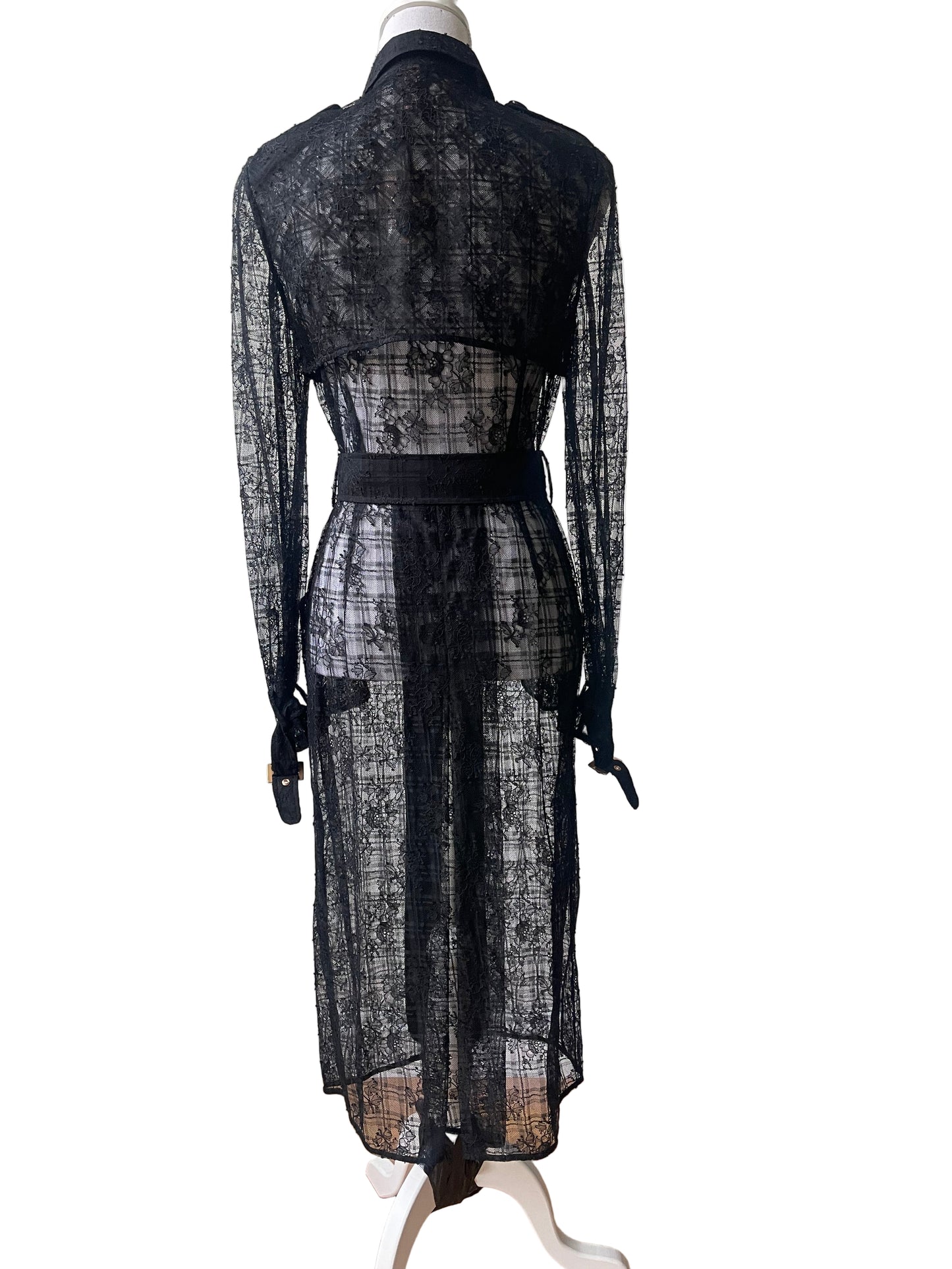 Agent Provocateur kanten jurk / trenchcoat zwart maat EU 38