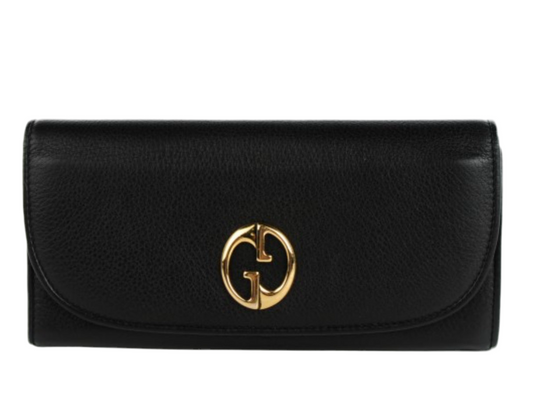 GUCCI GG Continental Clutch Big Wallet in zwart kalfsleer