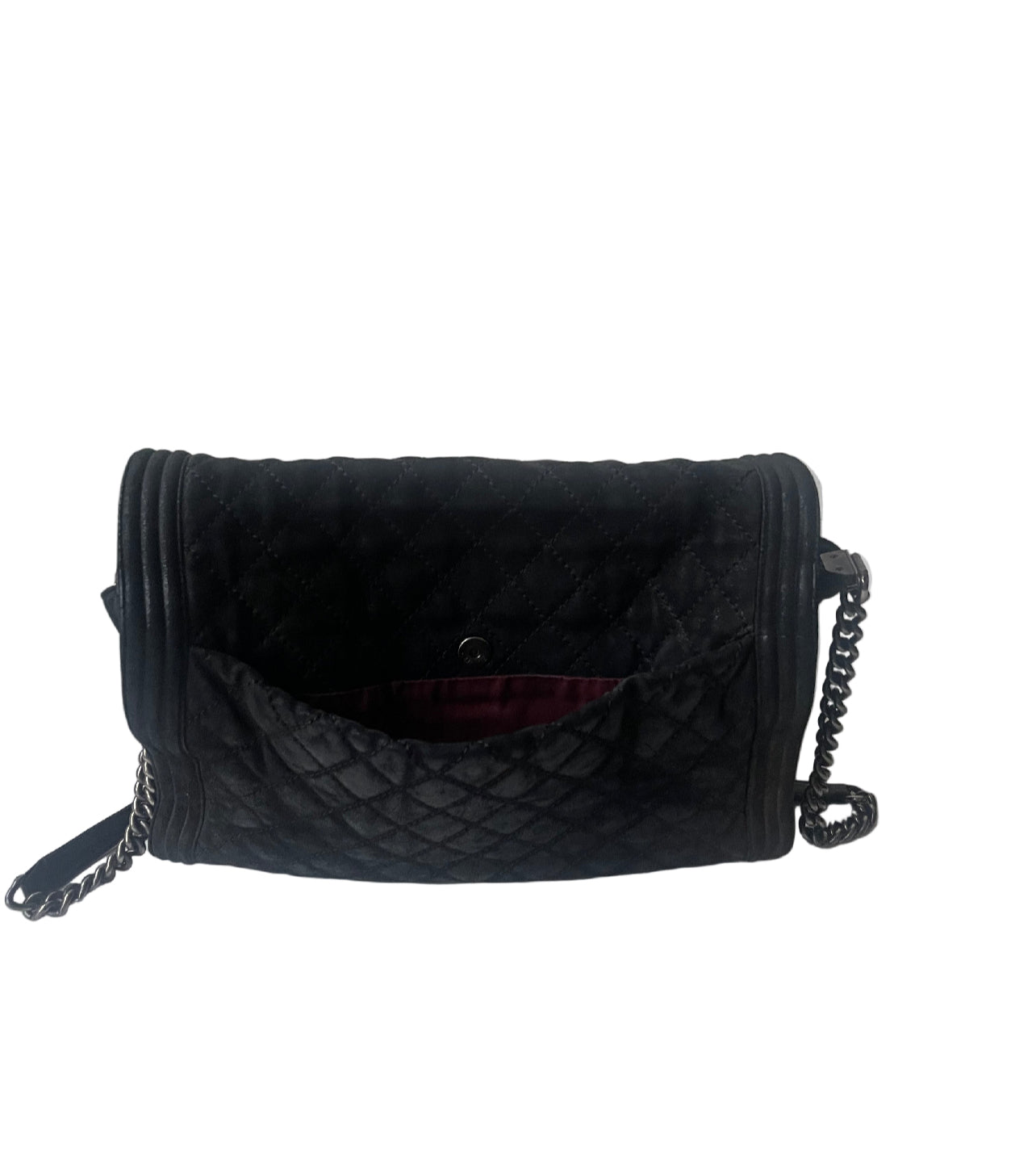 Chanel Boy Maxi Jumbo Matelassé – Zwart Suède Leer - Schoudertas, Crossbody tas