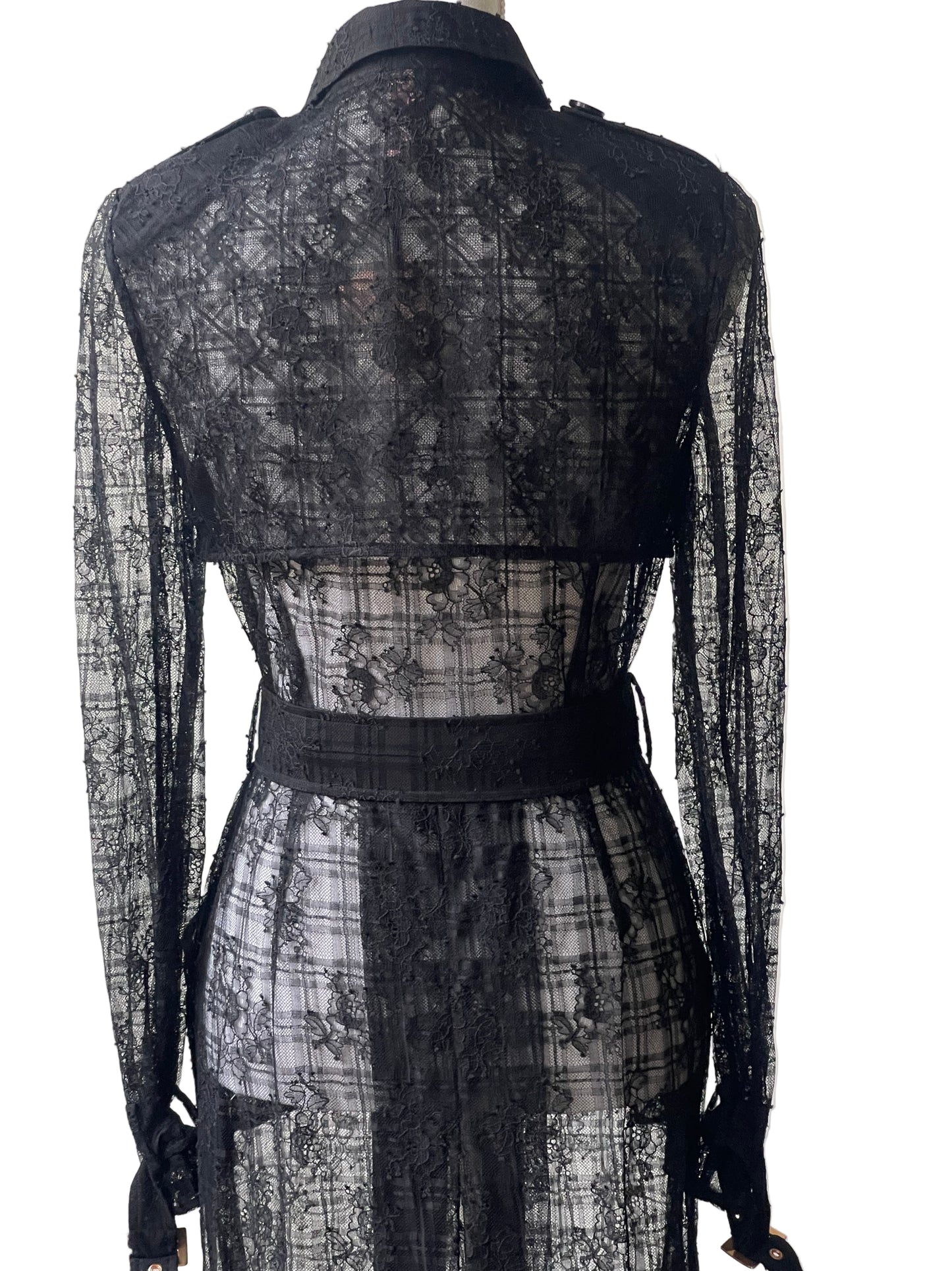Agent Provocateur kanten jurk / trenchcoat zwart maat EU 38