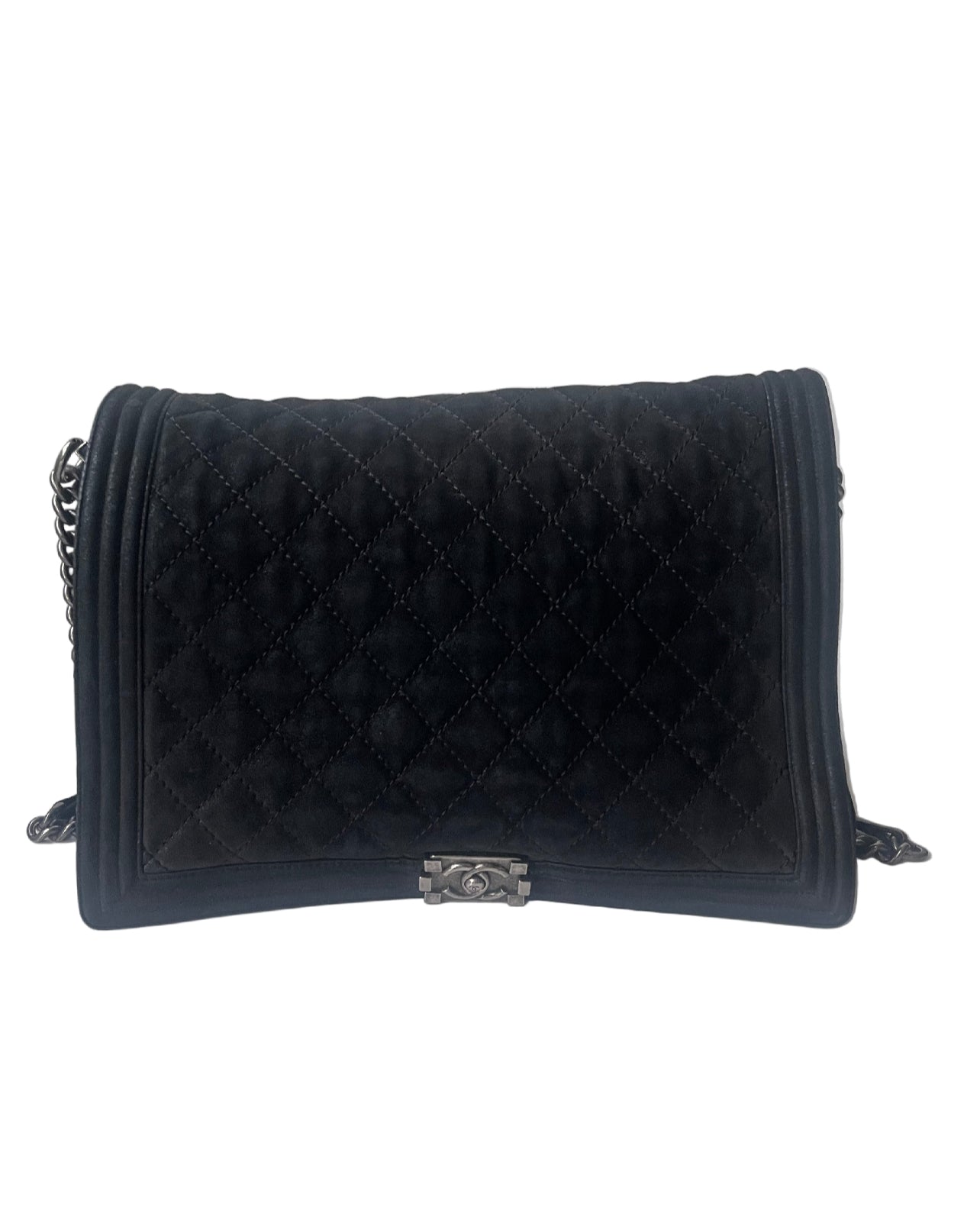 Chanel Boy Maxi Jumbo Matelassé – Zwart Suède Leer - Schoudertas, Crossbody tas