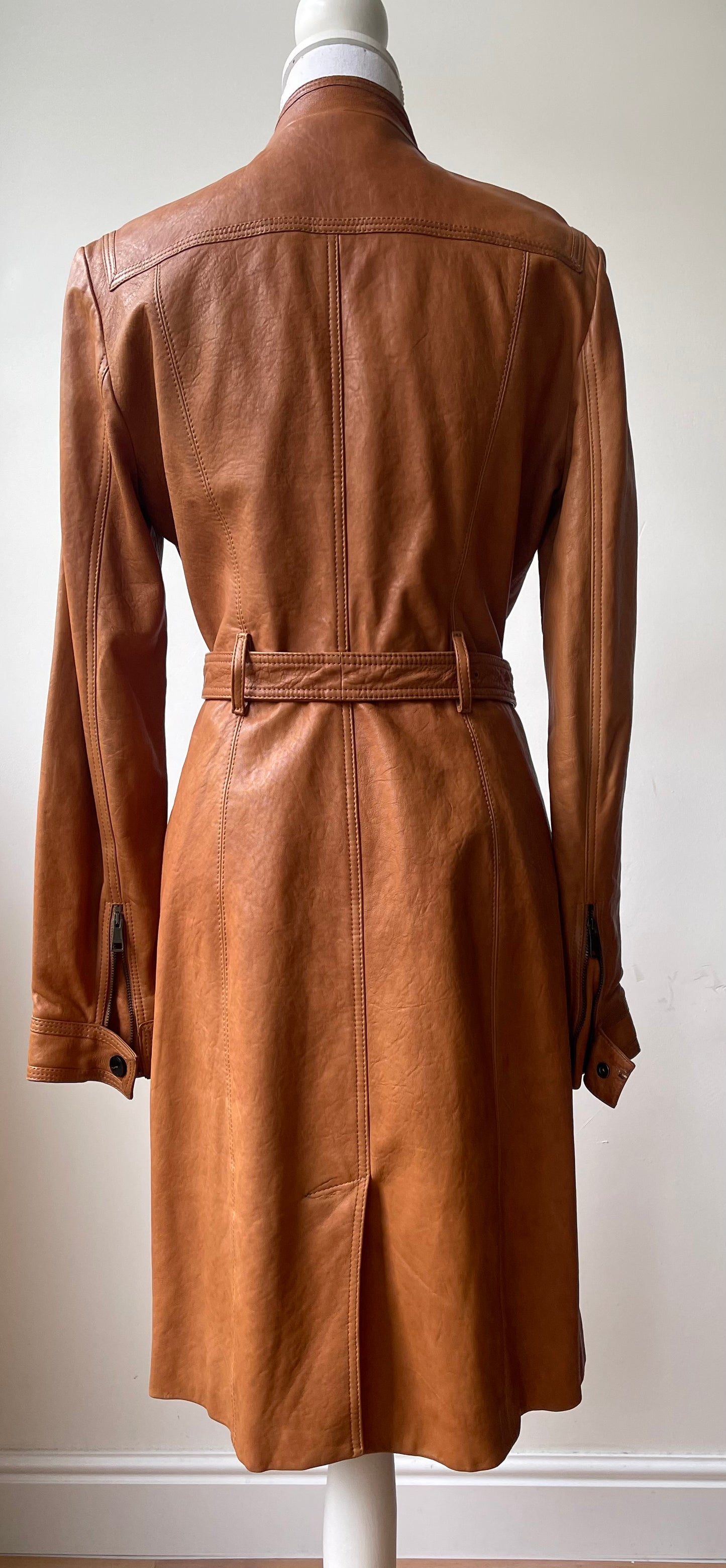 Burberry Leren Trenchcoat maat EU 38