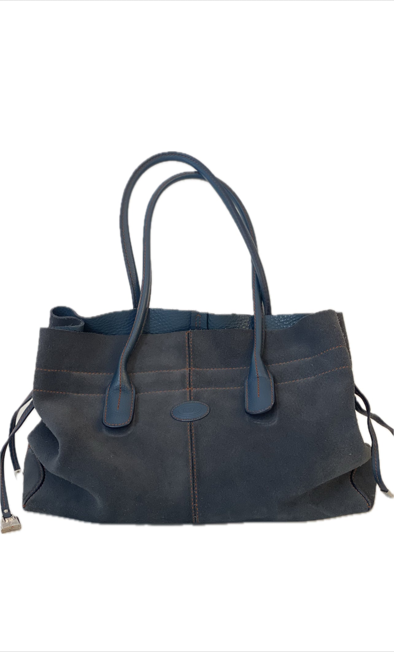TODS PONY TAS SHOPPERTAS SCHOUDERTAS DONDERBLAUW SUEDE LEER