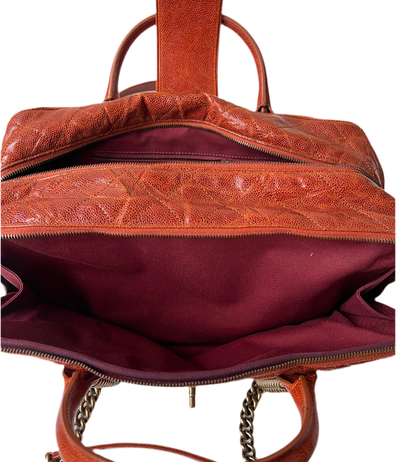 CHANEL SHIVA BOWLER TAS SCHOUDERTAS ROESTBRUIN/RODE CAVIAR