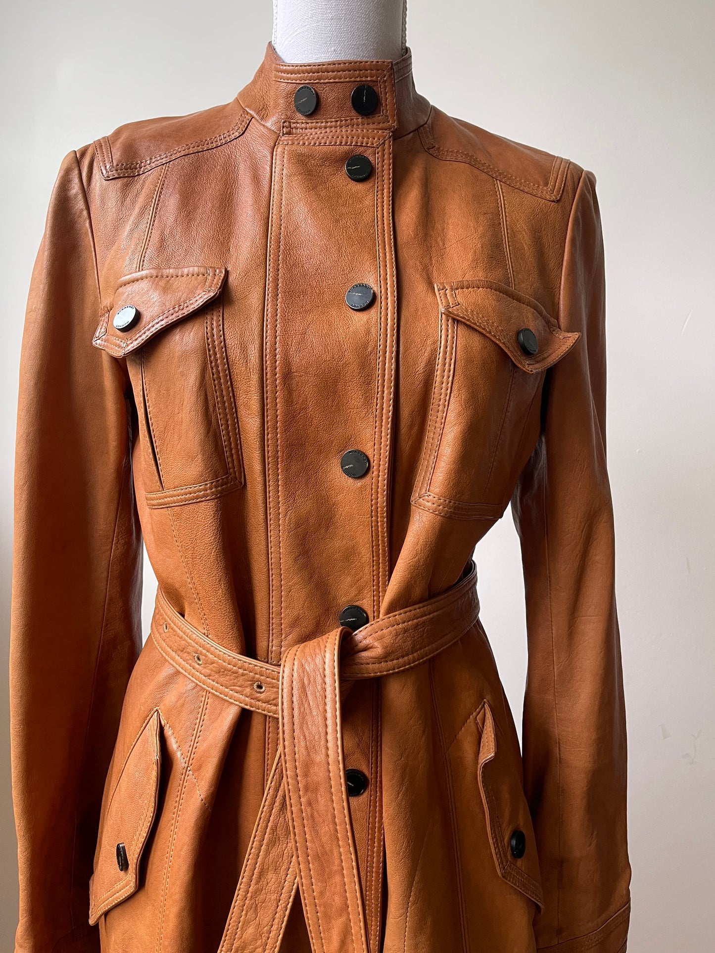 Burberry Leren Trenchcoat maat EU 38