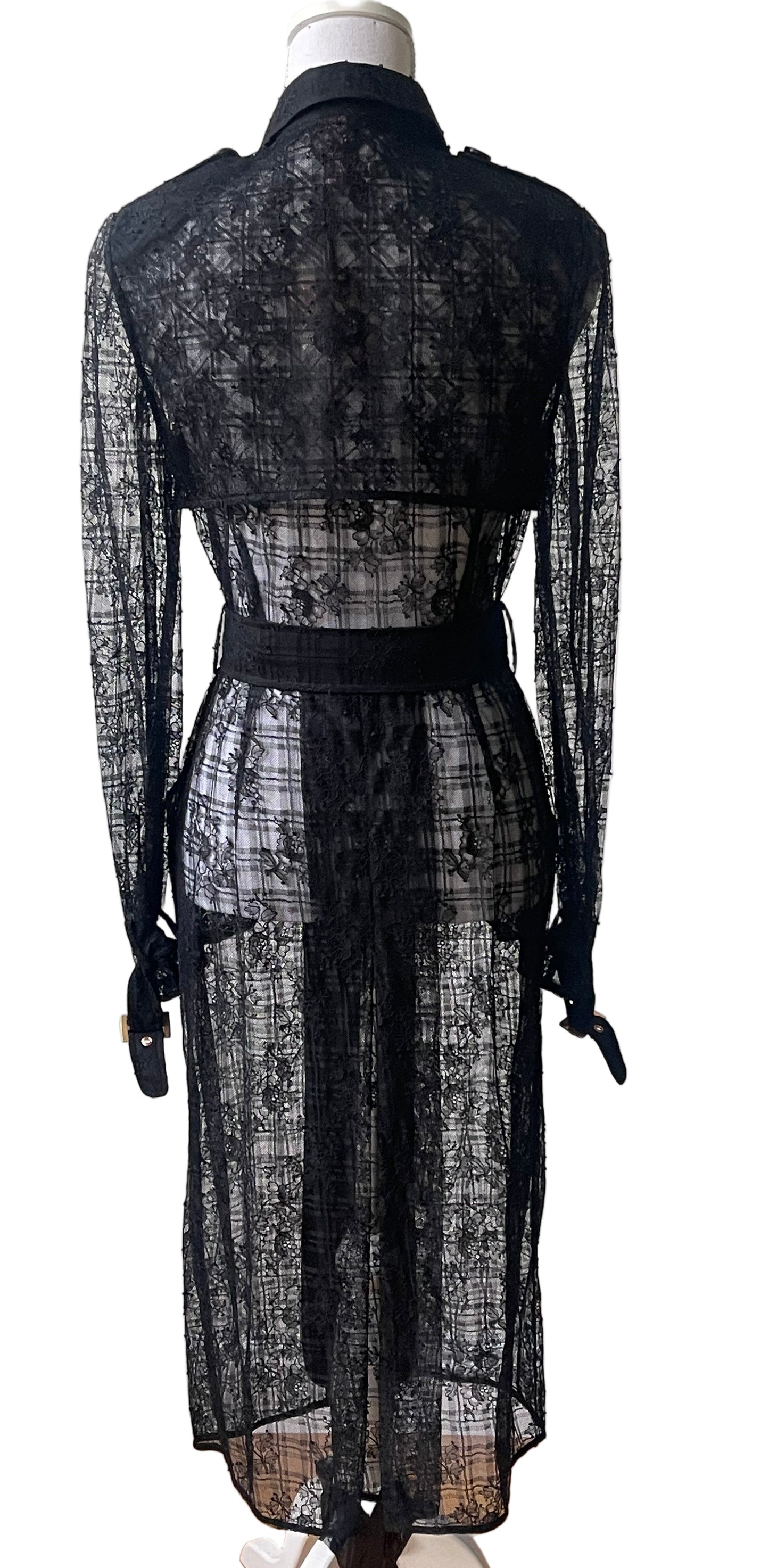 Agent Provocateur kanten jurk / trenchcoat zwart maat EU 38