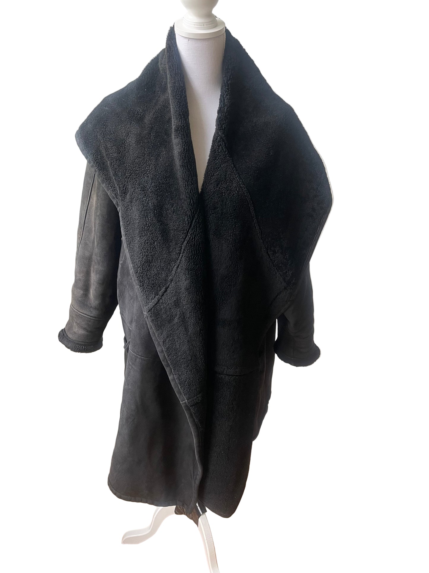 Harrods Lammy Coat / Shearling Coat Zwart – Maat S/M Oversized