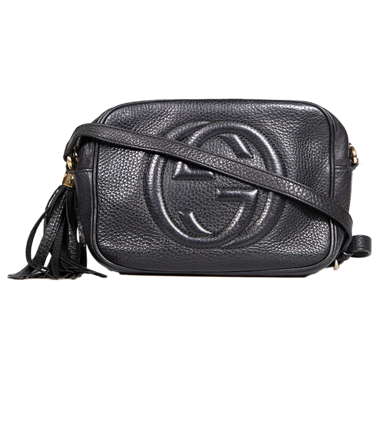 GUCCI SOHO CROSSBODY SHOULDER BAG BLACK LEATHER