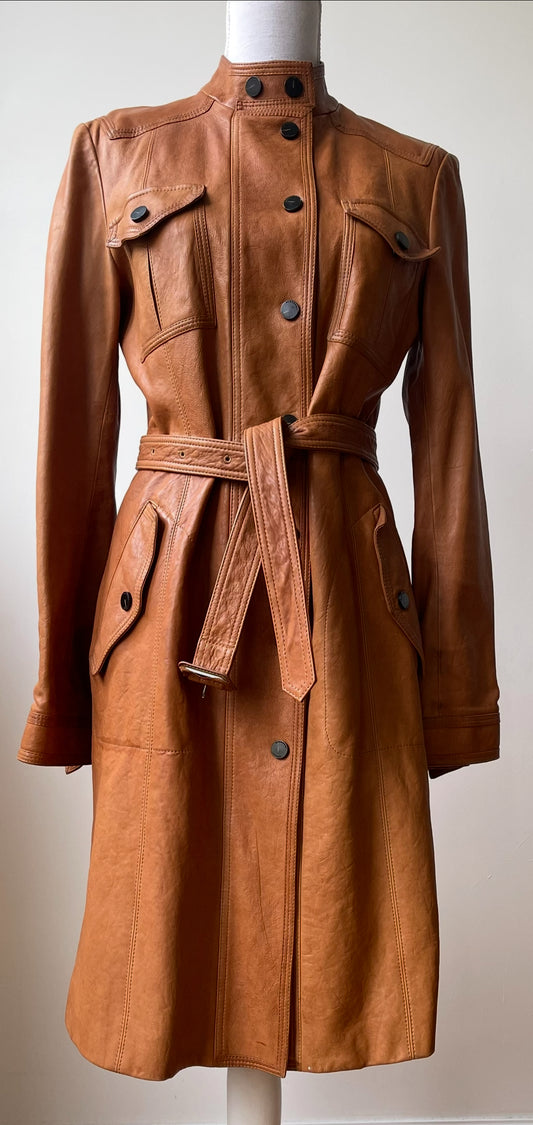 Burberry Leren Trenchcoat maat EU 38