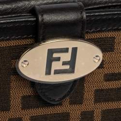 FENDI ZUCCA FLAP WALLET ON CHAIN ​​BAG CANVAS / LEATHER BROWN