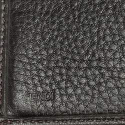 FENDI ZUCCA FLAP WALLET ON CHAIN ​​BAG CANVAS / LEATHER BROWN