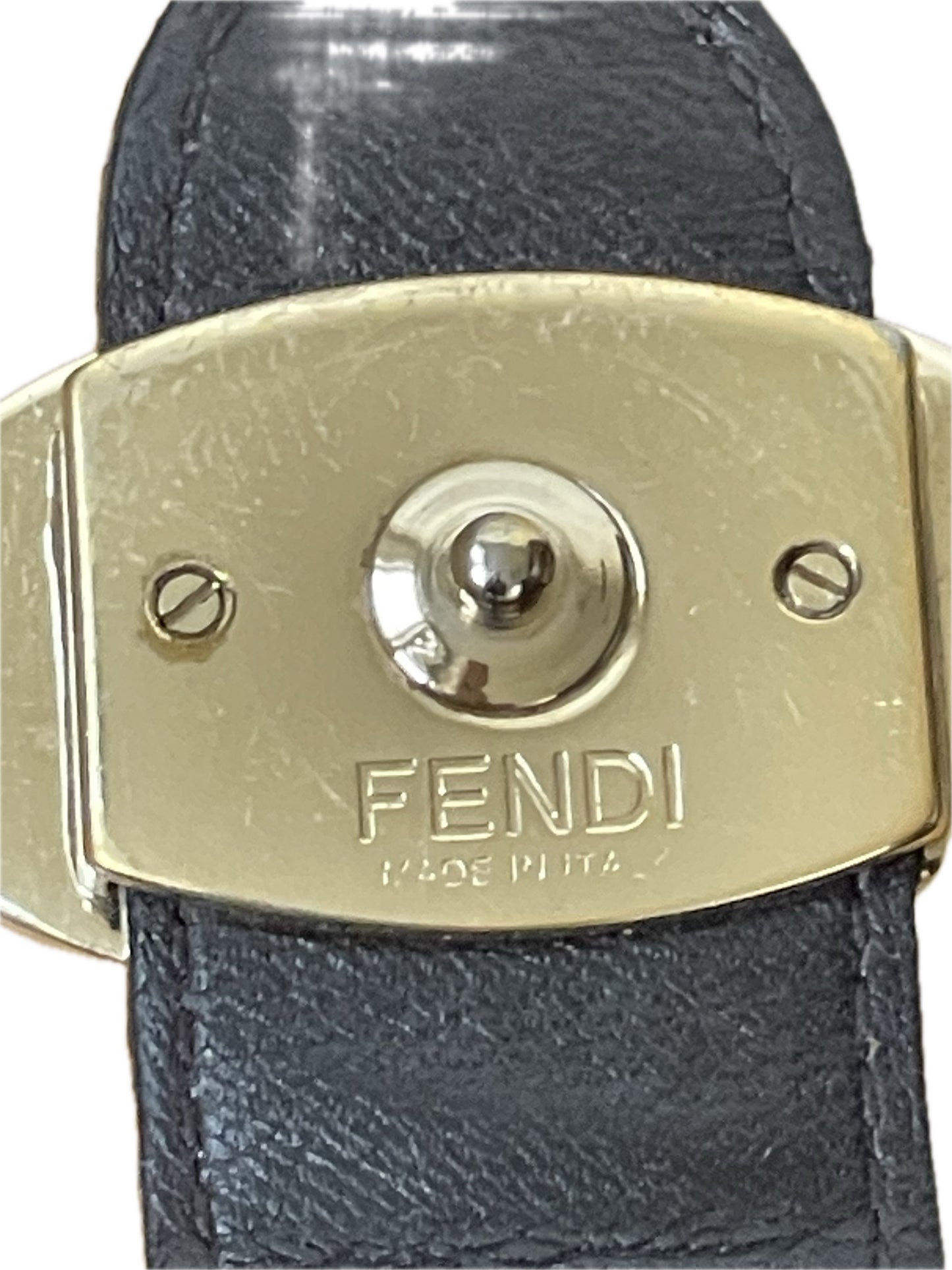 FENDI ZUCCA FLAP WALLET ON CHAIN ​​BAG CANVAS / LEATHER BROWN
