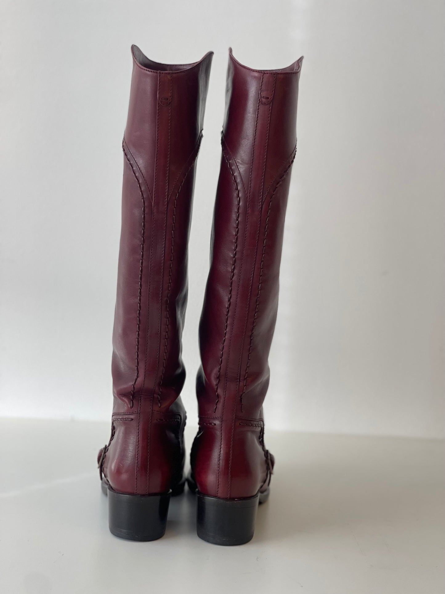 Salvatore Ferragamo bordeauxrode leren laarzen – maat EU 39,5 - 40  (US 8½ C)