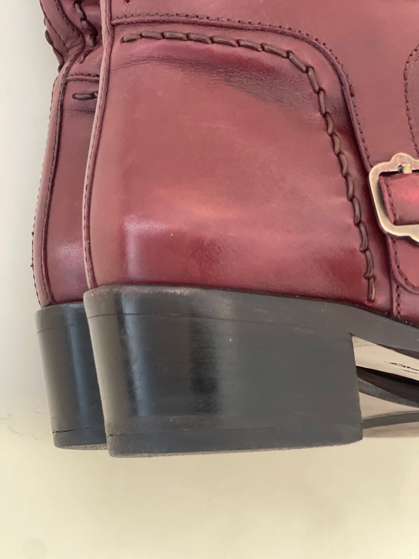 Salvatore Ferragamo bordeauxrode leren laarzen – maat EU 39,5 - 40  (US 8½ C)
